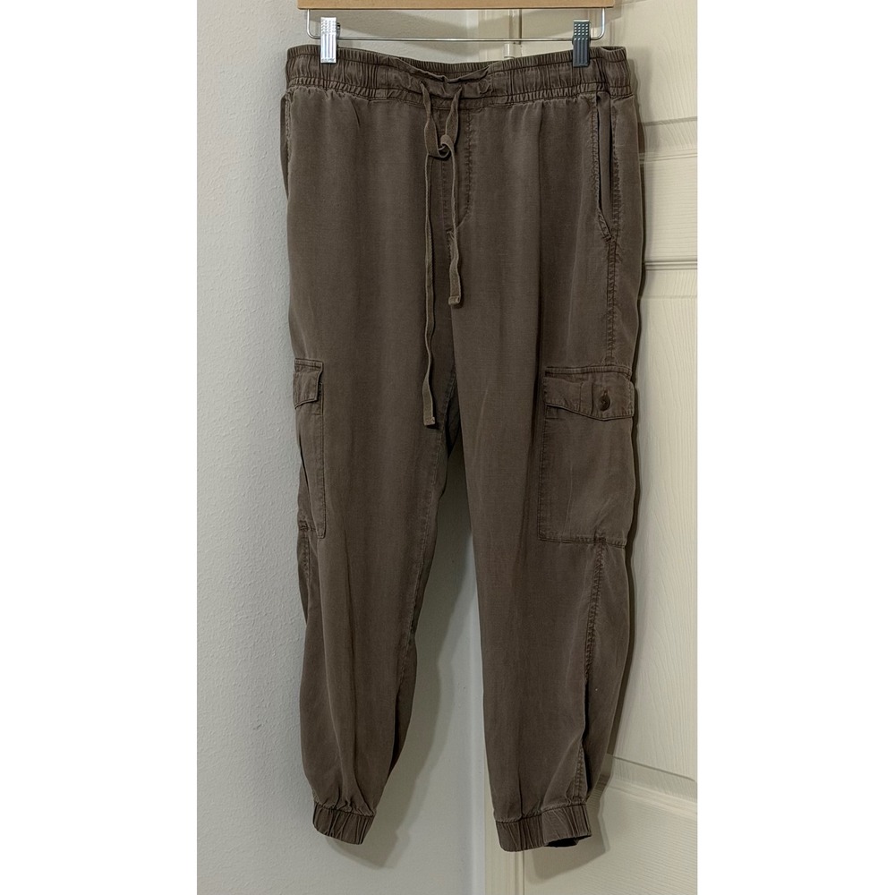 Cloth & Stone Women's sz M Tencel Cargo Jogger Pants Brown Olive Utility